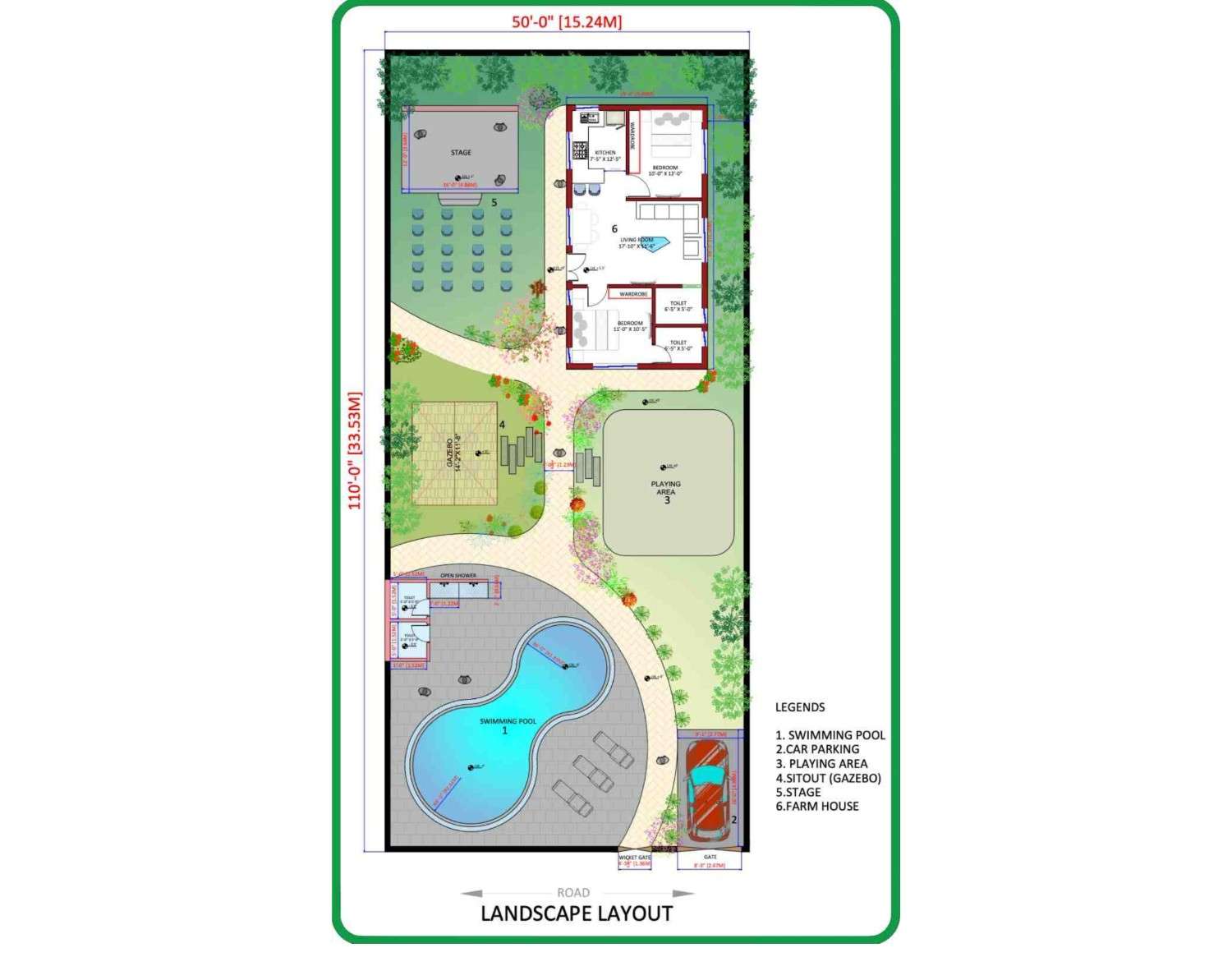 50 × 110 FT floor plan blueprint - Royal Bunglow & Estate Layout